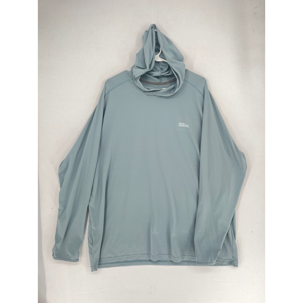 Eddie Bauer Solarfoil Hoodie Mens XXL Blue Gray Sun Shirt Performance Fishing 2X